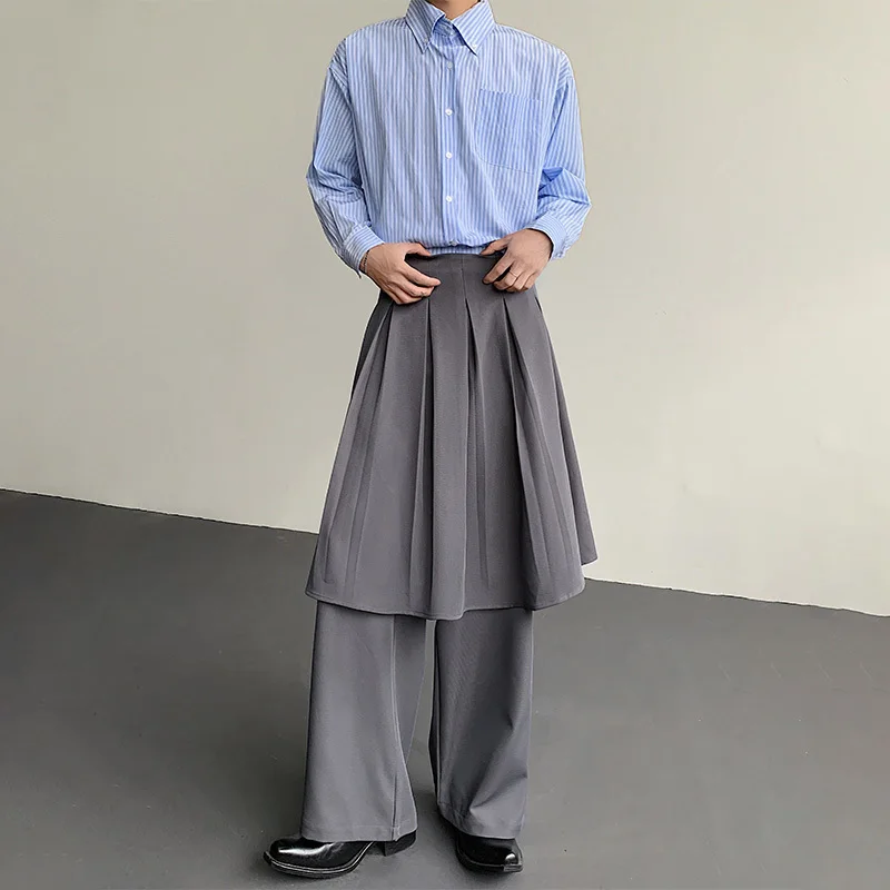 Luzhen saia decorar falso design de duas peças calças casuais dos homens cor sólida alta qualidade elegante bonito 2025 novas calças jy3418