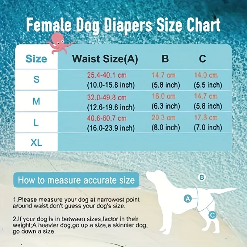 1 pc Reusable Female Dog Diaper Physiological Hygiene Pants Sanitary Diapers Washable Nappy Cover Wrap(jeans/dogs))