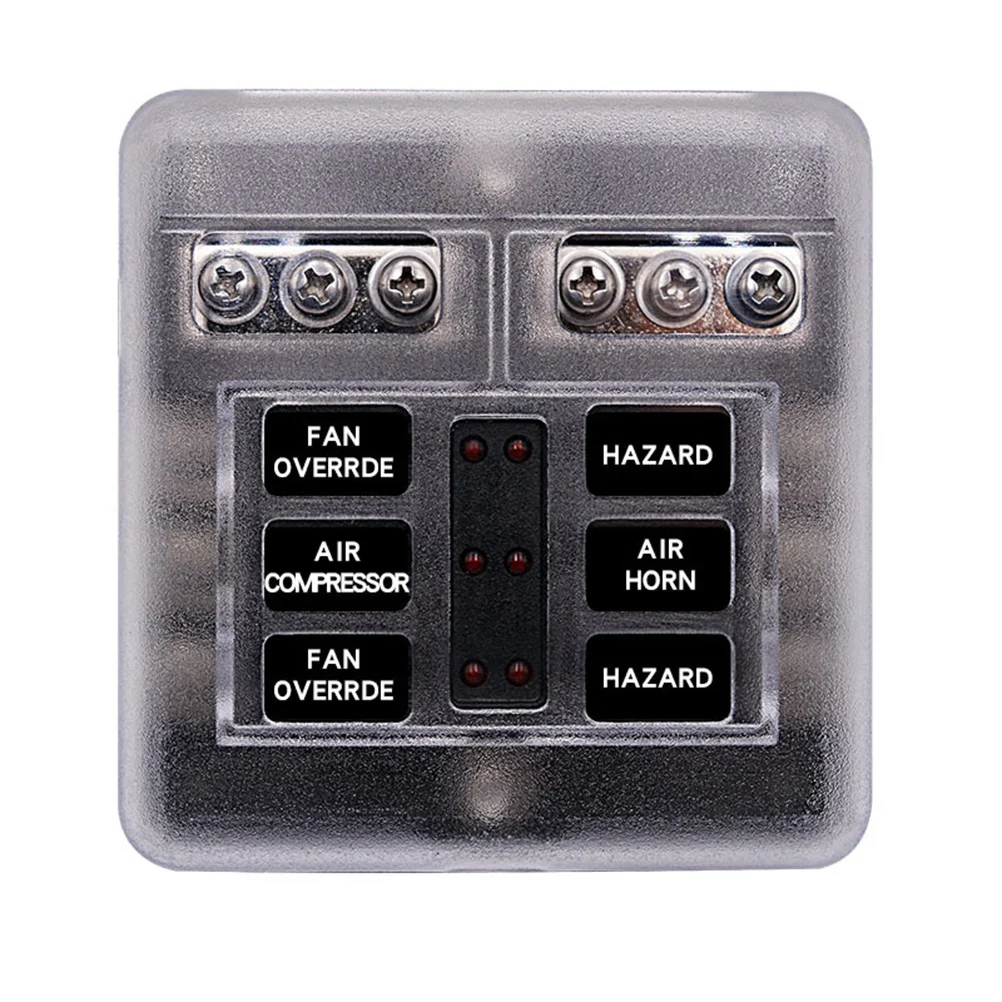 

6 Way Box For Vehicle Universal Car Fuse Accessory Automotive Fuse Holder Transparent Cover Dust Moisture Resistant