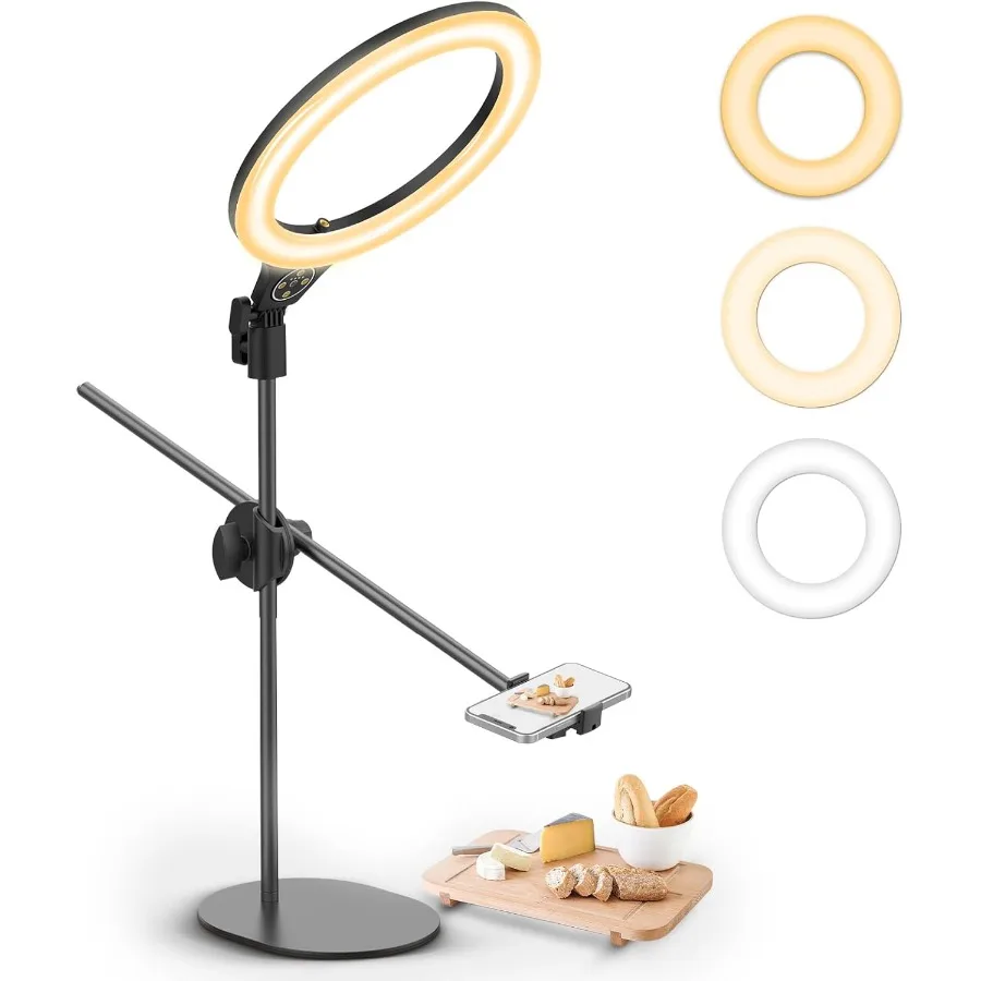 

Модернизированное базовое верхнее крепление для телефона ULANZI с 10 кольцевыми светильниками для селфи Настольная подставка с регулируемым на 360° съемным кронштейном