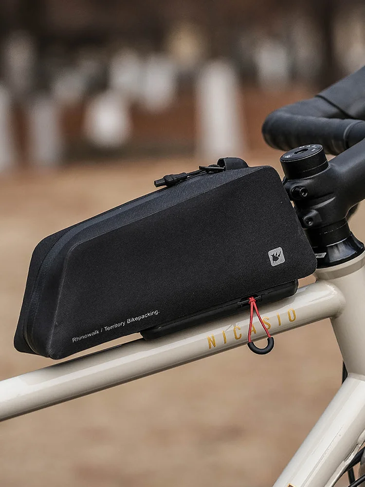 AliExpress Rhinowalk Bike Top Tube Bag Quick Relea1L Waterproof with UFO Disc System Front Tube Phone Bag for Cycling MTB Road Gravel Bike
