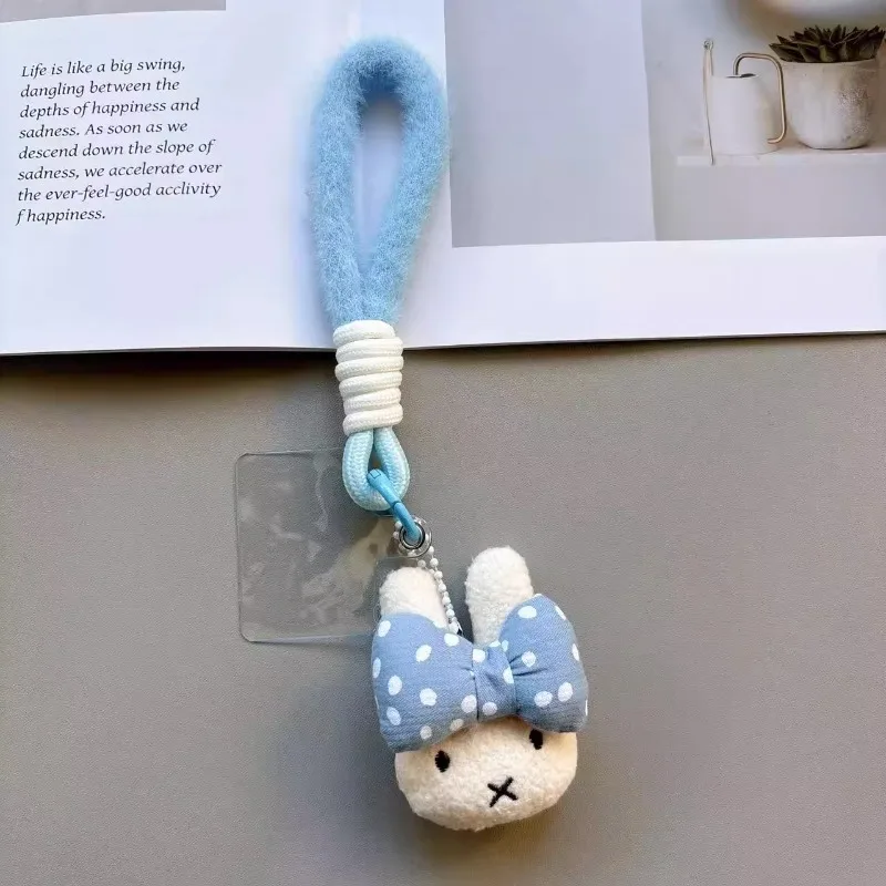 Porte-clés pendentif en peluche Miffy mignon, lanière de téléphone portable, bijoux de poupée en peluche, pendentif de sac à dos, cadeaux d'anniversaire pour garçons et filles