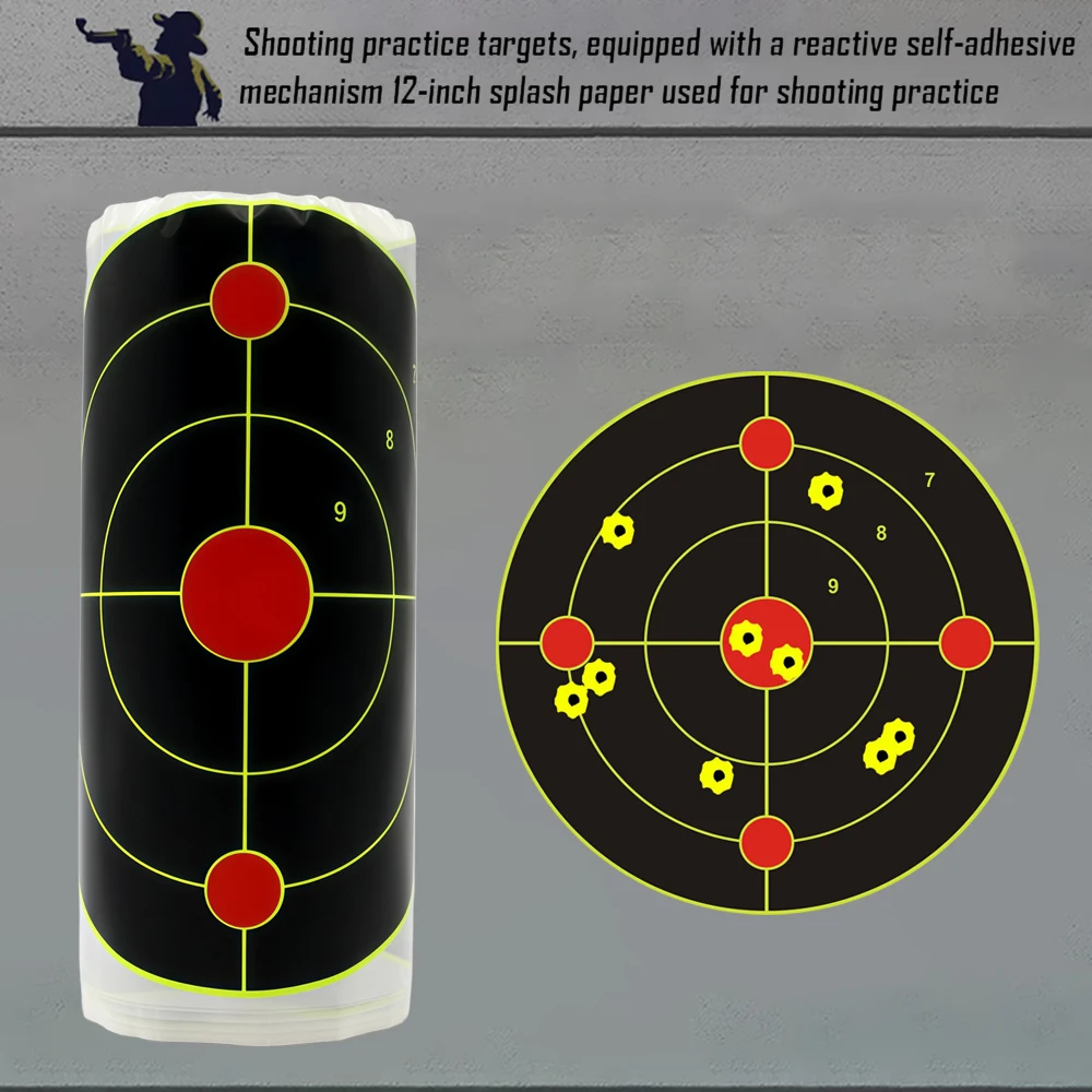 JOAXOR 6 Inch Reactive Splatter Target Stickers, 100-Pack Self-Adhesive Roll for Shooting Range