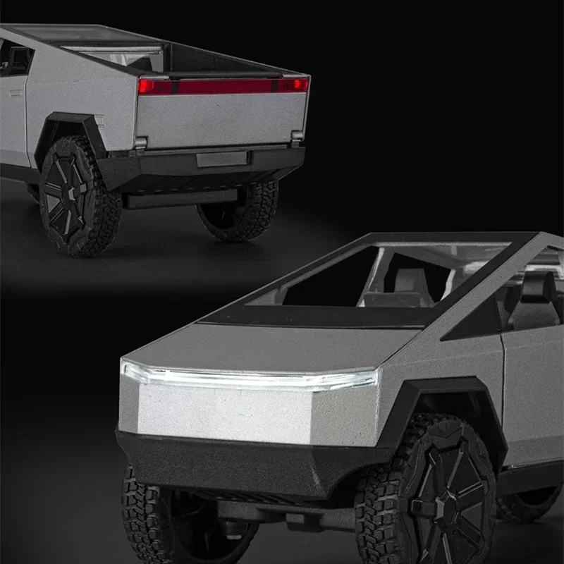 Tesla-Off-Road Truck Pickup Toy para crianças, 1:24 Alloy Car Model, Diecasts Brinquedo Metal, Simulação Luz e Som, Presente