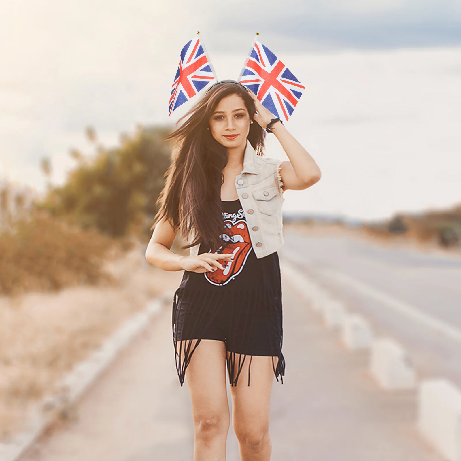 

British Flag Hair Hoop Headband Holiday Decor Masquerade Headdress Props High Stretch Universal Size Festive Accessories