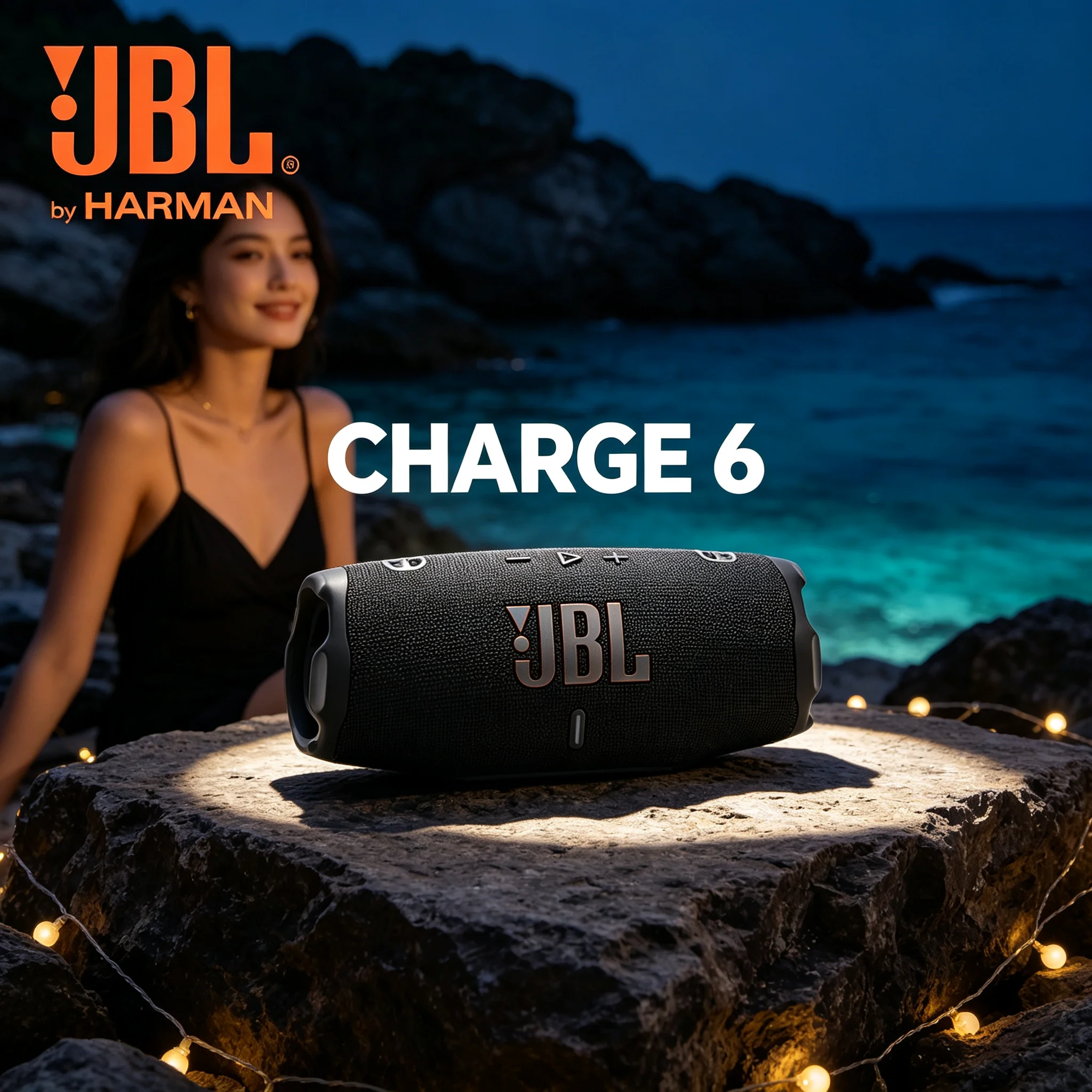 JBL CHARGE6 Wireless Outdoor Sound Speaker, IP68 Water Dust Proof, Fast Charge, Hand Strap for Easy Carry on Outdoor Activities