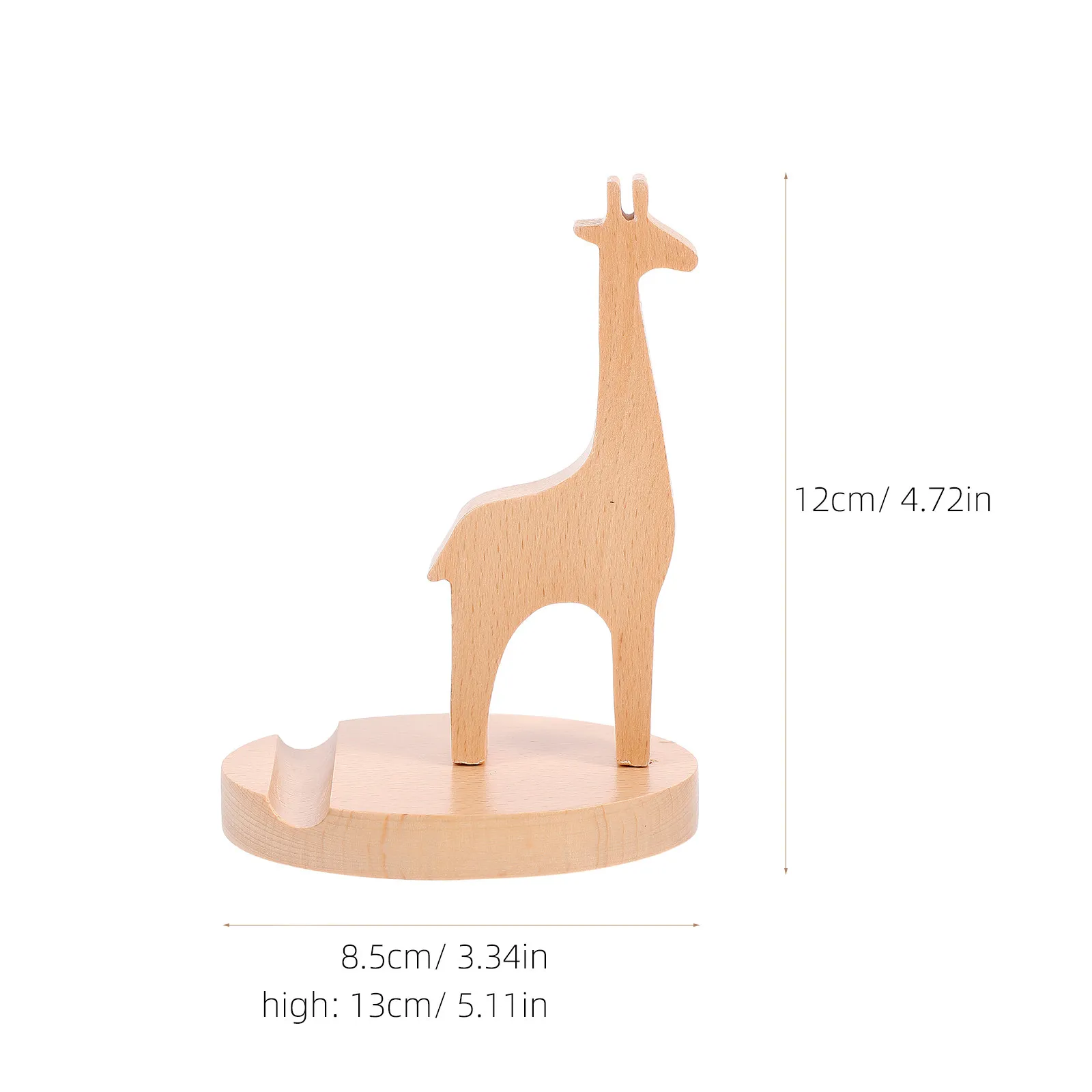 Giraffe Shape Wooden Phone Stand Desktop Holder for Smartphones Horizontal Vertical Adjustable Eco Friendly