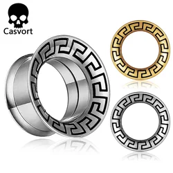 Casvort 2PCS 316L Stainless Steel Ear Tunnels Plugs Stretcher Studs Piercing Women Men Body Jewelry Unisex Hip-Hop Punk Style