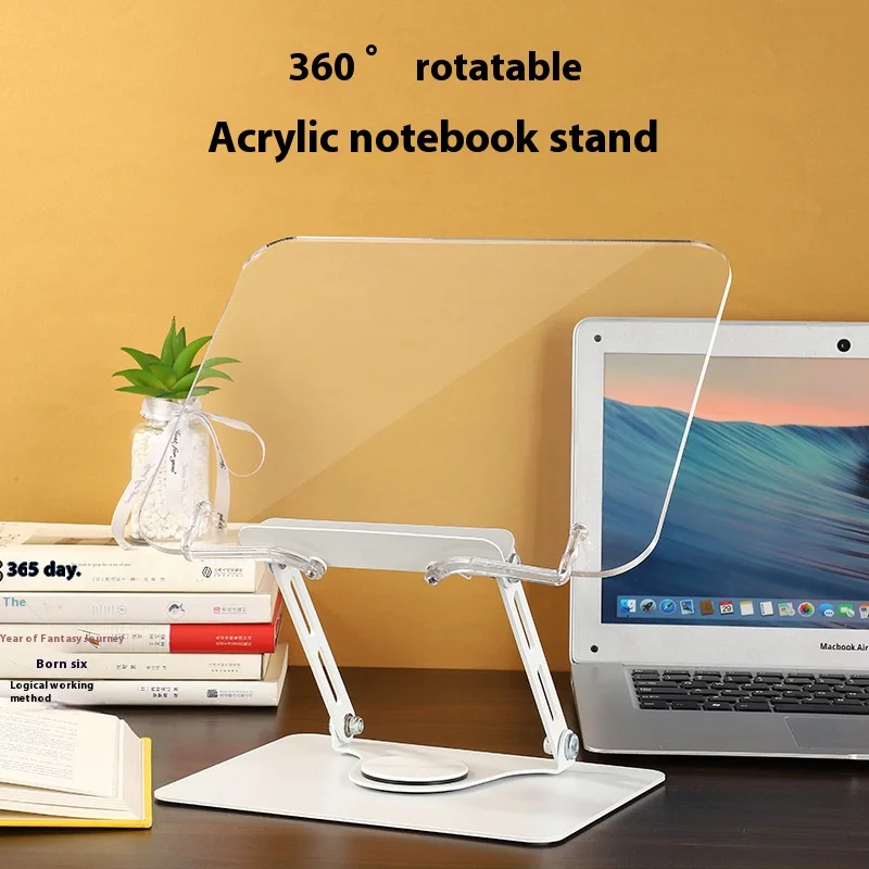 Acrylic Transparent Reading Stand Desktop Rotating Aluminum Alloy Base Tablet Computer Student Book Stand Holder