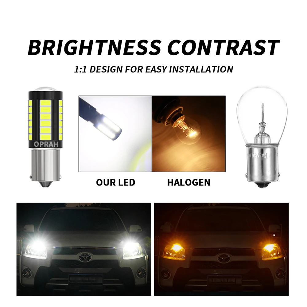 

2pcs LED 1156 BA15S P21W 1157 BAU15S PY21W P21/5W BAY15D For Car Truck ATV Light Canbus 5630SMD Turn Signal Lamp DRL Bulb 12V24V