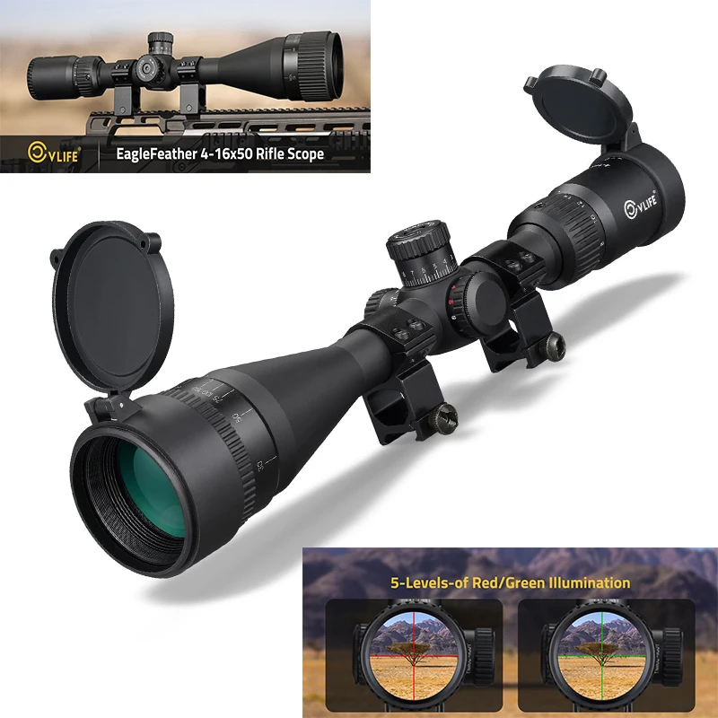

CVLIFE 4-16X50 AO Rifle Scope Optics Sight with Red/Green Illuminated Crosshair Reticle and Front Parallax Adjustment 1inch Tube