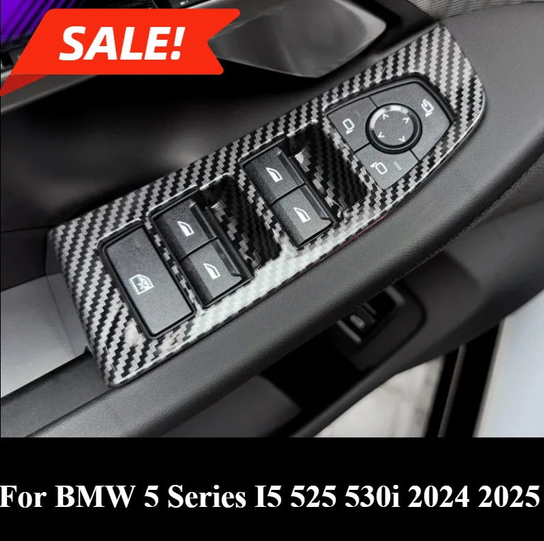 

Для BMW 5 серии I5 525 530i 2024 2025 интерьер ABS из углеродного волокна, переключатель подъема окна, накладка, внутренняя отделка рамки подлокотника