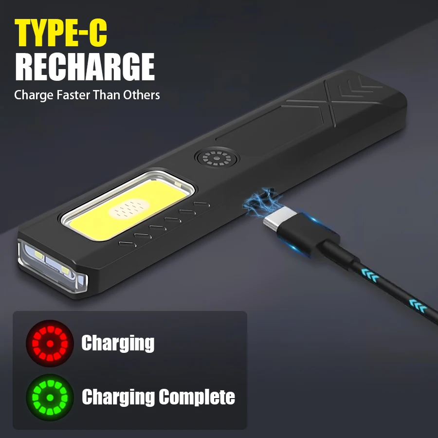 Mini Portable Rechargeable LED Torch Light, Waterproof Outdoor Work Pocket Flashlight with Magnetic Grip, Compact LED Flashlight