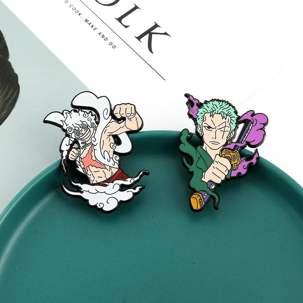Japanese Cartoon Anime Character Merchandise One Piece Brooch Luffy Zoro High End Enamel Accessories Y2k Fashion Toys Anime