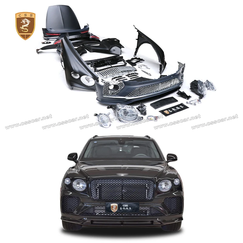 For Bentley Body Kit Upgrade NEW Bentayga Headlights PP Plastic Front Rear Bumper V8S Diffuser Tail Hood Fender Wheels Taillight