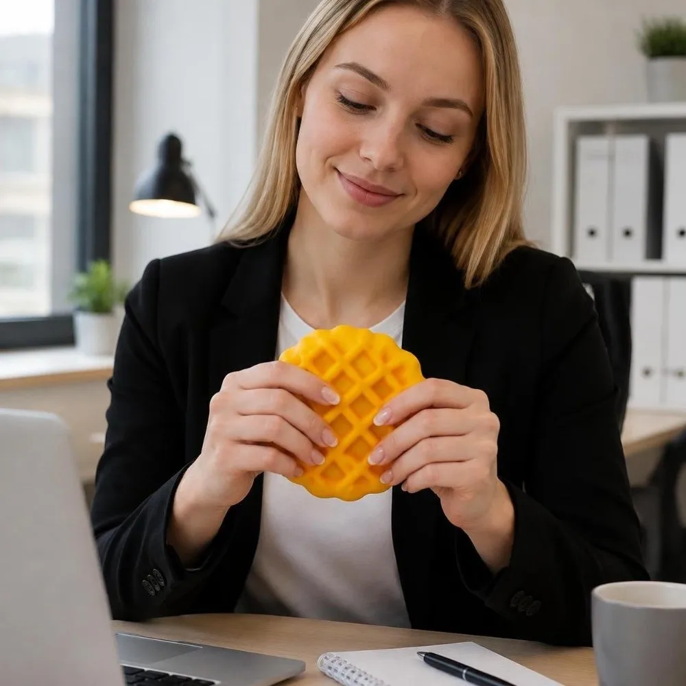 Crunchy Waffle Squeeze Sound Effects Building Blocks Realistic Dessert Pinch Kneading Hand Relax TPR Fidget Office Desk