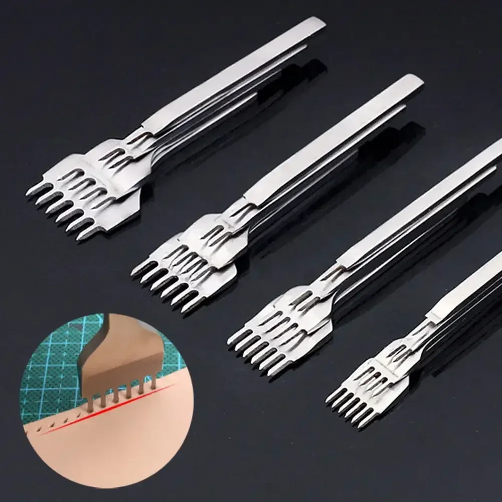 3/4/5/6mm Spacing Punch Tool Set For Leather Hole Punches Tool Lacing Stitching Sewing DIY Leather Craft Tools 1/2/4/6 Prong