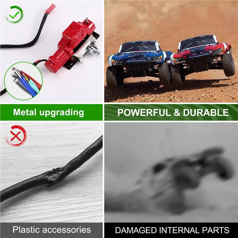 FBIL-Climbing Car Model 1/10 Scale Rescuer Metal Winch With Multifunctional Remote Control For 1/10 RC Crawler Red