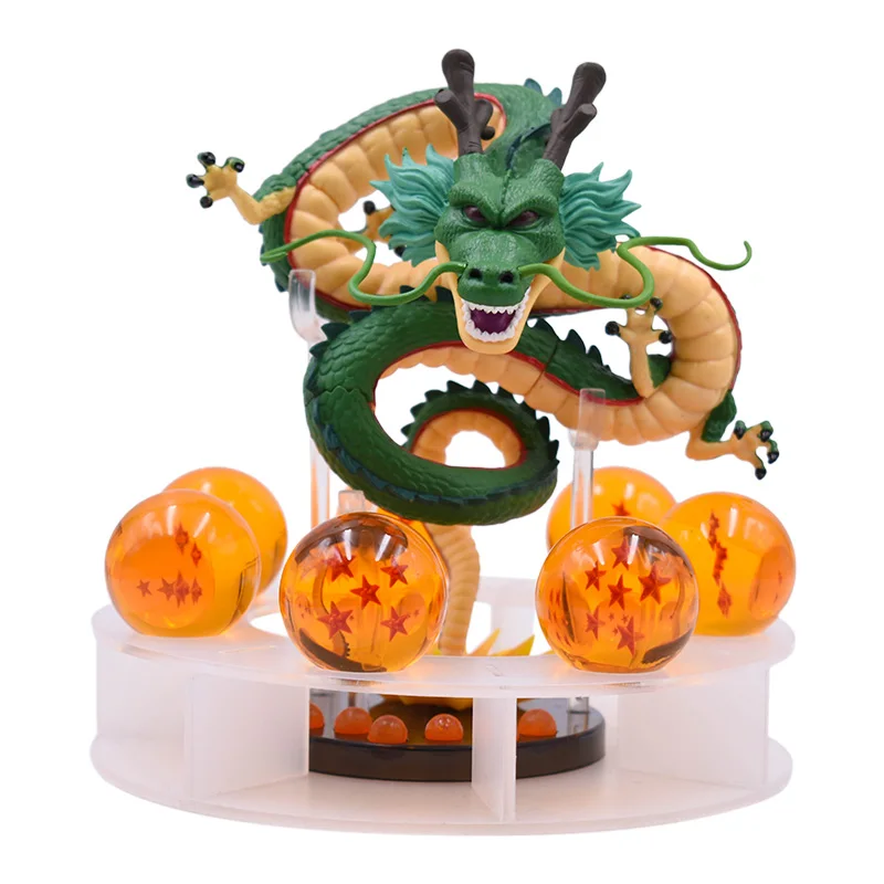 DBZ Anime Shenlong Figures Set Esferas Del Dragon and 7 Stars Dragon Crystal Balls 3.5cm Shelf Figurine Collection Model Toys