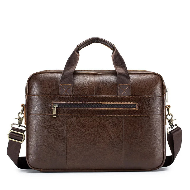 Men's Briefcase Top-Grain Cowhide Men's Business 16-Inch Genuine Leather Tote Shoulder Laptop Bag Gift