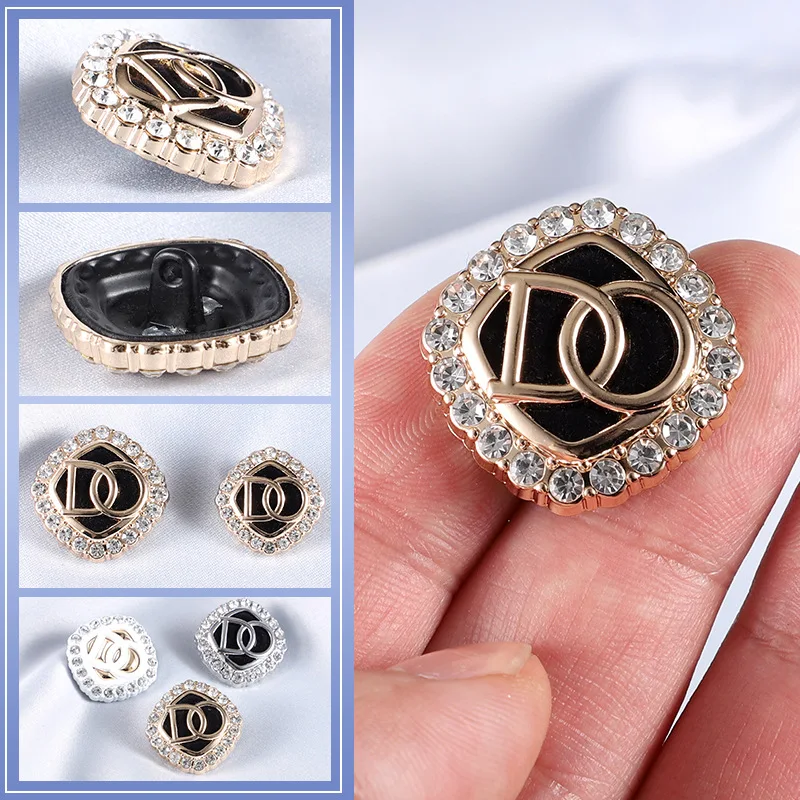 6PCS Metal rhinestone high-end coat buttons cardigan cashmere jumper high-grade peplum female buttons clothing buttons decoratio