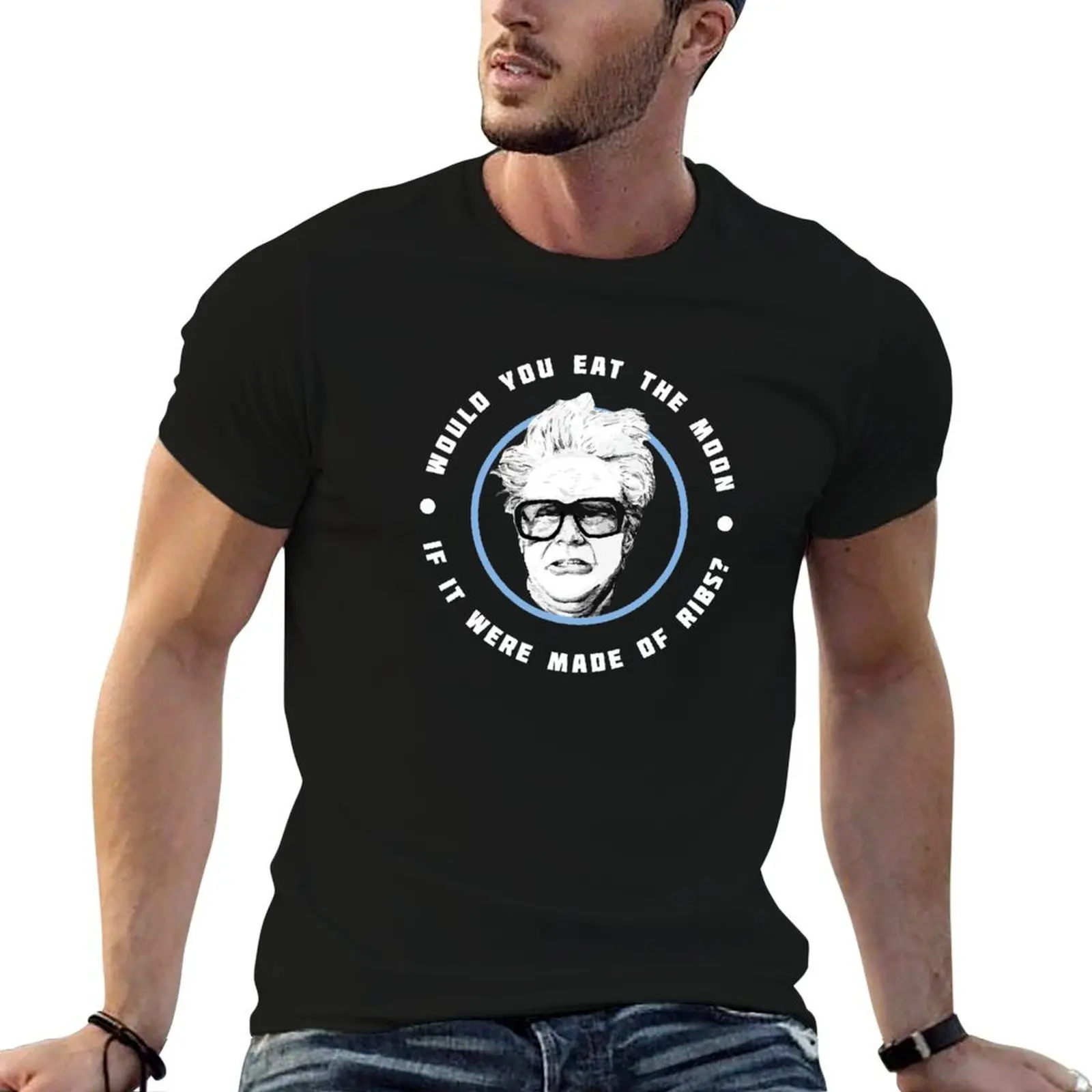 Would you eat the moon if it were made of ribs? T-Shirt hippie clothes blue archive outfits for men