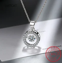 1/0.8 CT Moissanite Pendant For Women Simulated Diamond Necklace S925 Sterling Silver Jewelry Girl Valentine's Day Gift