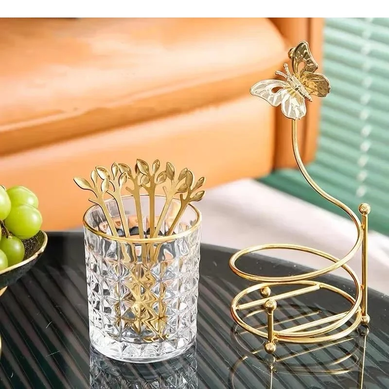 Metal Glass Storage Jar Spoon Fruit Fork Set Ornament Home Kitchen Tableware Knife Chopstick Rest