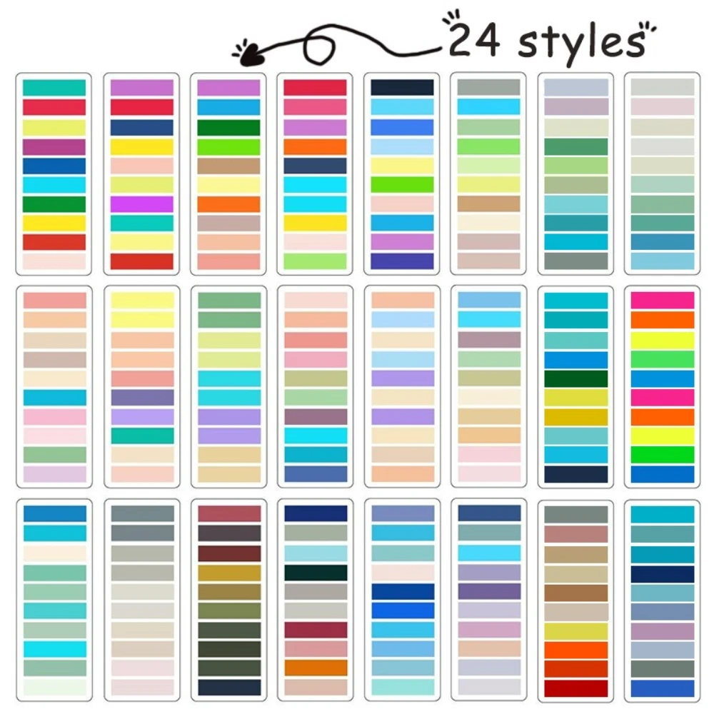 24 Packs 4800 Sheets Transparent Morandi Index Sticky Tabs Color Page Marker Book Flags Writable Index Labels for Annotation Rea