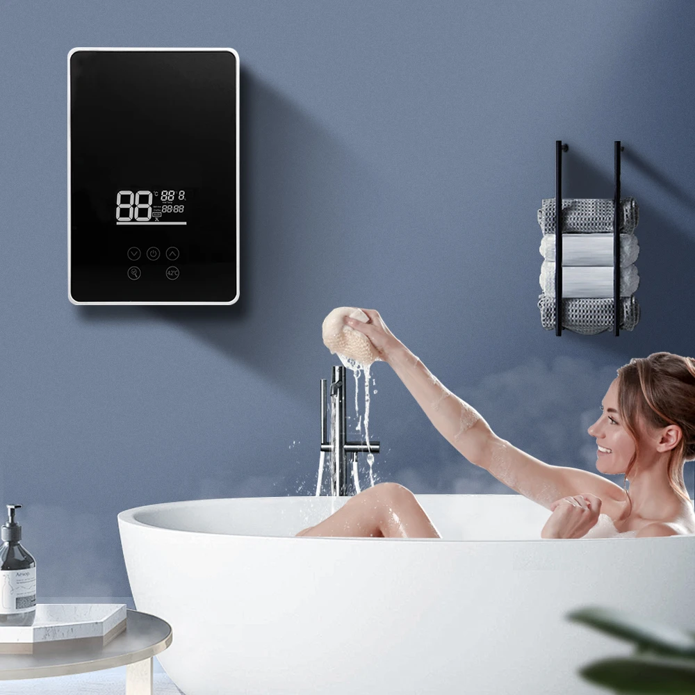 Instant Electric Water Heater 8kW Wall-Mounted for Bathroom with Knob Control