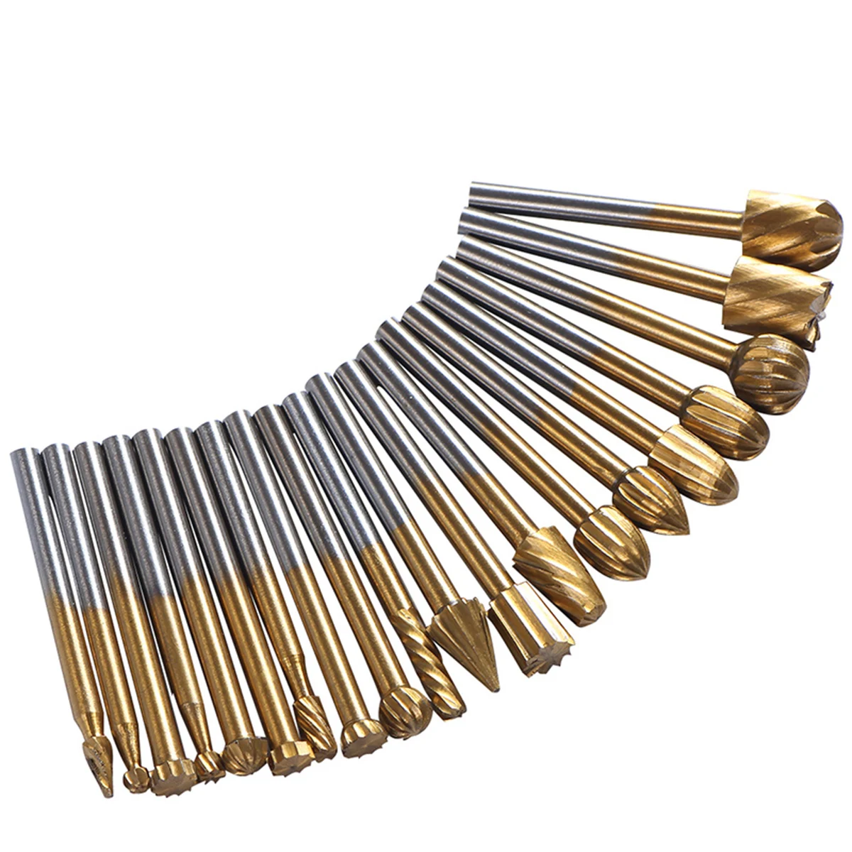 20 Pcs High Carbon Steel Routing Router Bits Burr Rotary Tools Suit Woodworking Carving Engraving Drilling Rotary Tools