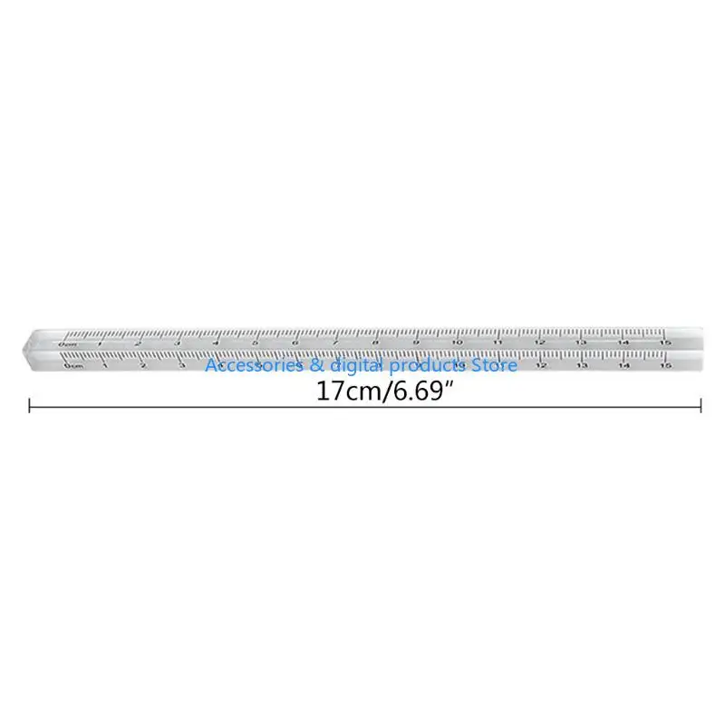 77JD Creative Prism Straight Ruler 0-15cm Acrylic Mathematics Ruler Architectural Scale Ruler Scale Tool Student Statione