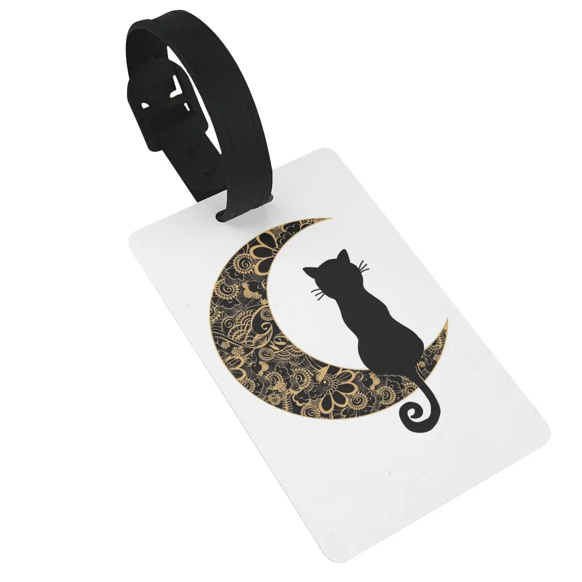 Black Cat And Moon Pattern Luggage Tags Suitcase Accessories Travel Baggage Boarding Tag Portable Label Holder ID Name Address