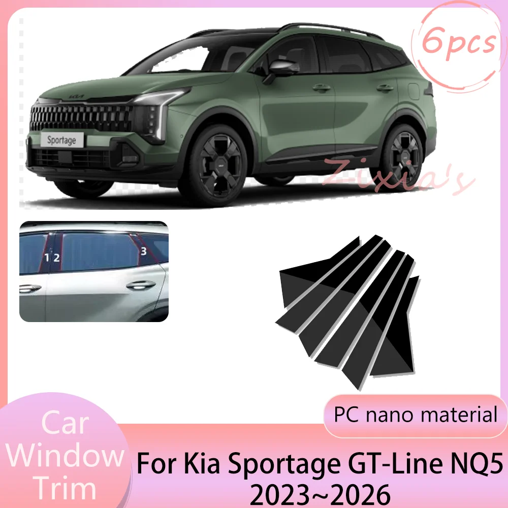 For Kia Sportage GT-Line NQ5 2023~2026 2024 2025 Car Window Trim B Pillar Decal Column Sticker Anti-scratch Protect Accessories