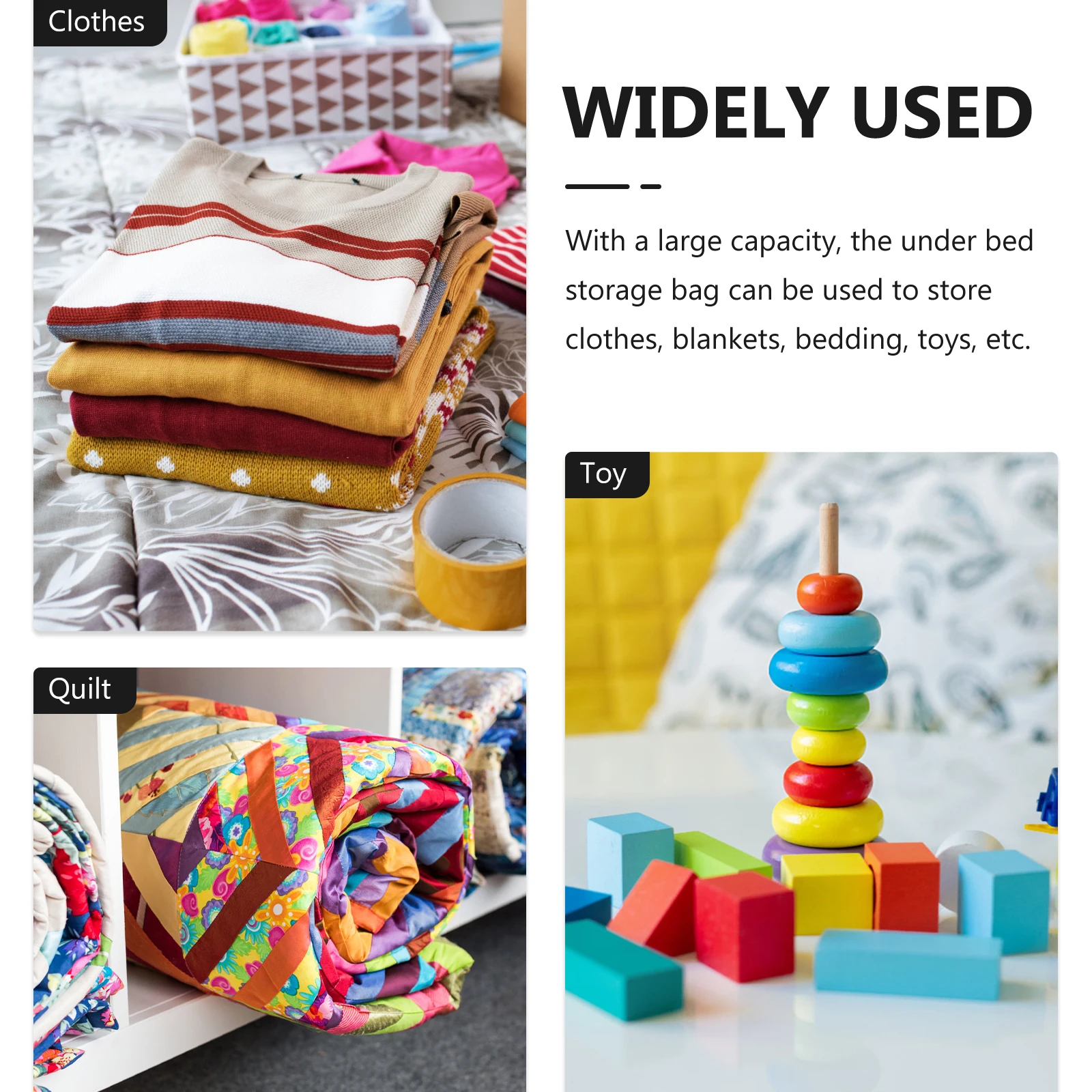 

Large Capacity Under Bed Storage Bag Non woven Foldable Clothes Bin Quilts Dust proof Zippered Transparent Window Home