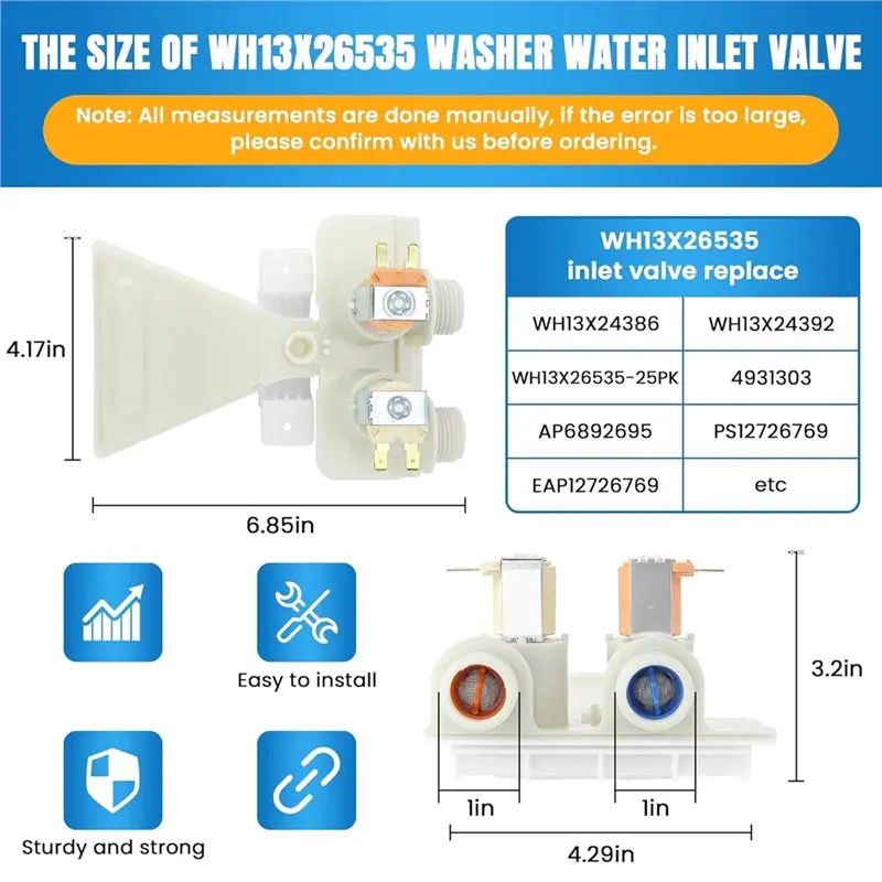Replacement Water Valve For GE Washer Water Valve WH13X26535 Replacement Part High Voltage Compatibility Efficient Operation