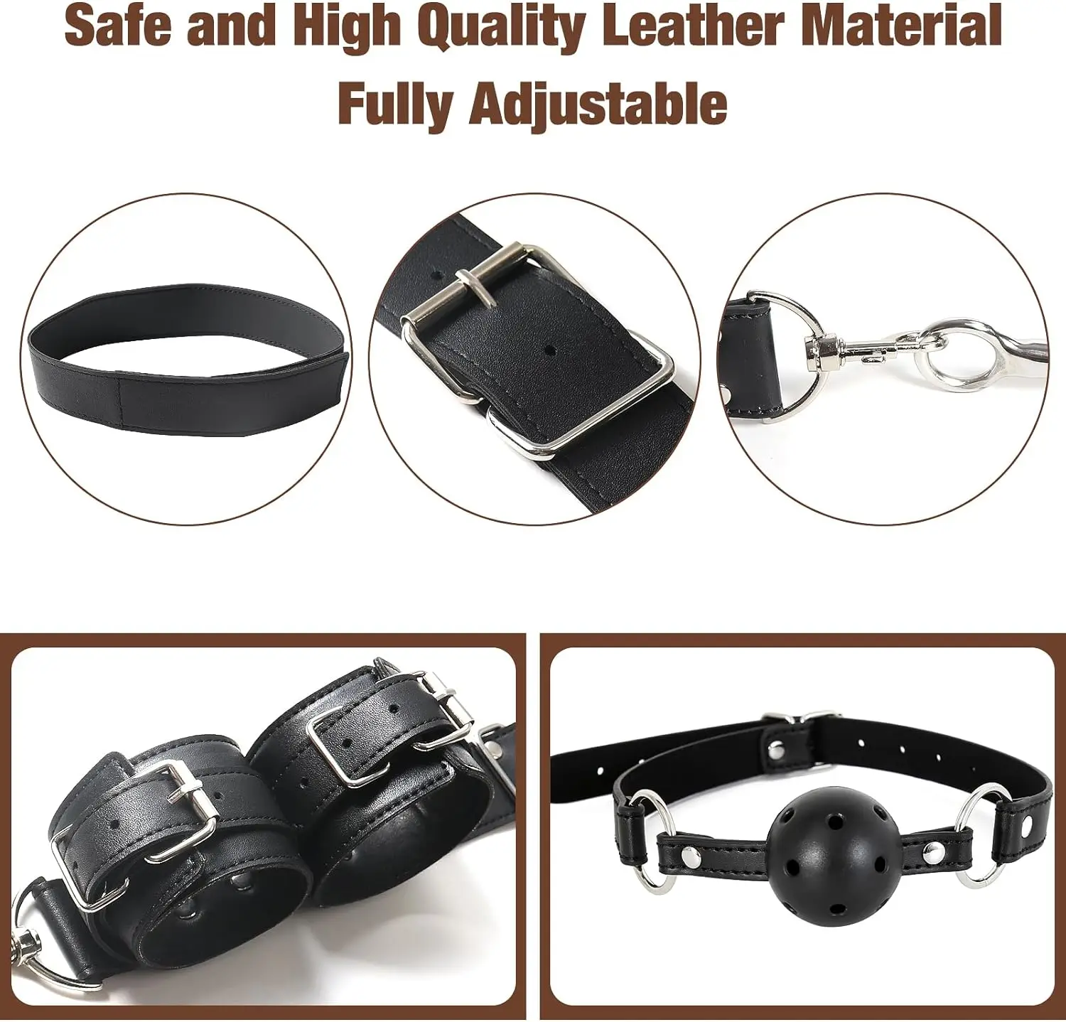 2 in 1 Leather Sex Bondage Set BDSM Anal Hook with Ball Gag Anal Trainer Role Play Butt Plug Fetish Slave Sex Toys for Woman Man