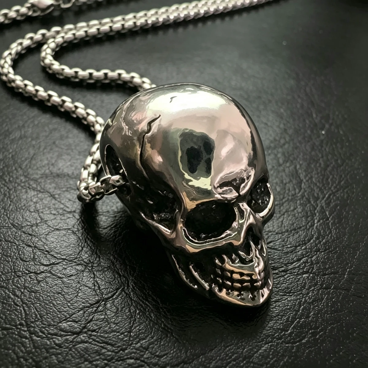 Halloween-Geschenk Kleine Totenkopf-Halskette Gotischer Stil Metallanhänger Schmuckzubehör – Detail 2