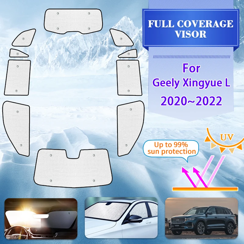 

Car Full Window Sunshade Cover For Geely Xingyue L 2020~2024 Monjaro Car Anti-UV Window Visor Sunshade Accessories Sun Visors