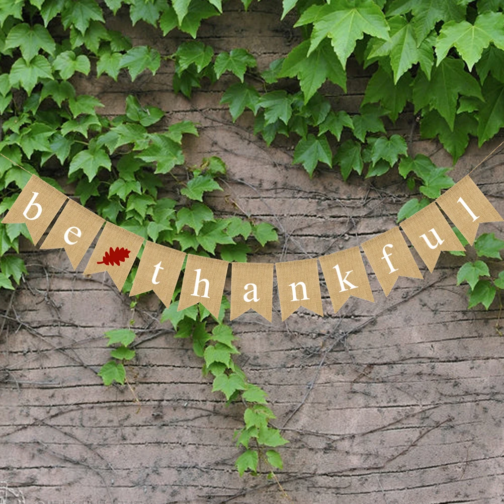 

Thanksgiving Banners Burlap Letter Flags Swallowtail Hanging Decor Party Supplies Wall Window Tree Door Outdoor Indoor