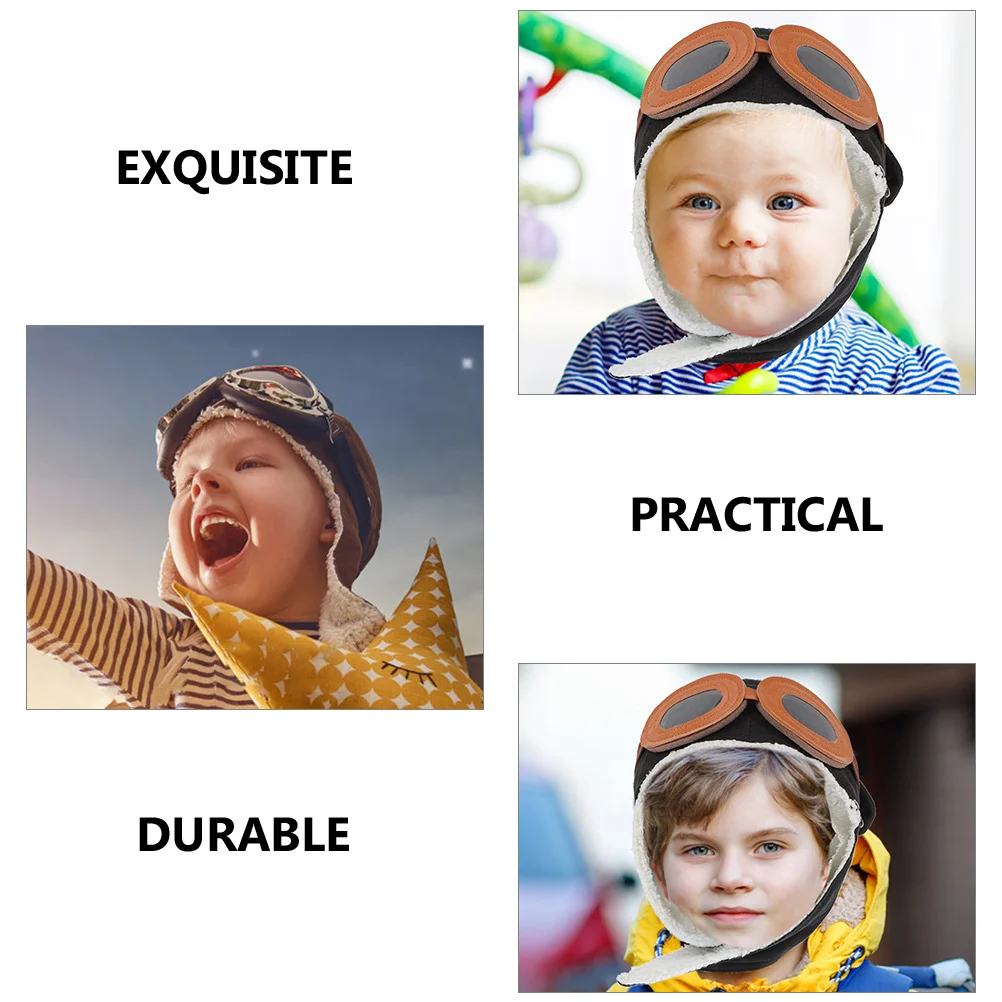 

2Pcs Kids Cotton Pilots Theme Hats Warm Lightweight Winter Hat for Children Outdoor Cold Hat Cotton Pilots Hats