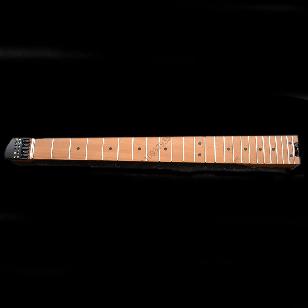 24 Fret Headless Electric Guitar Neck Guitar Fretboard 6 String with String Lock Tuning Control Knob Replacement Parts