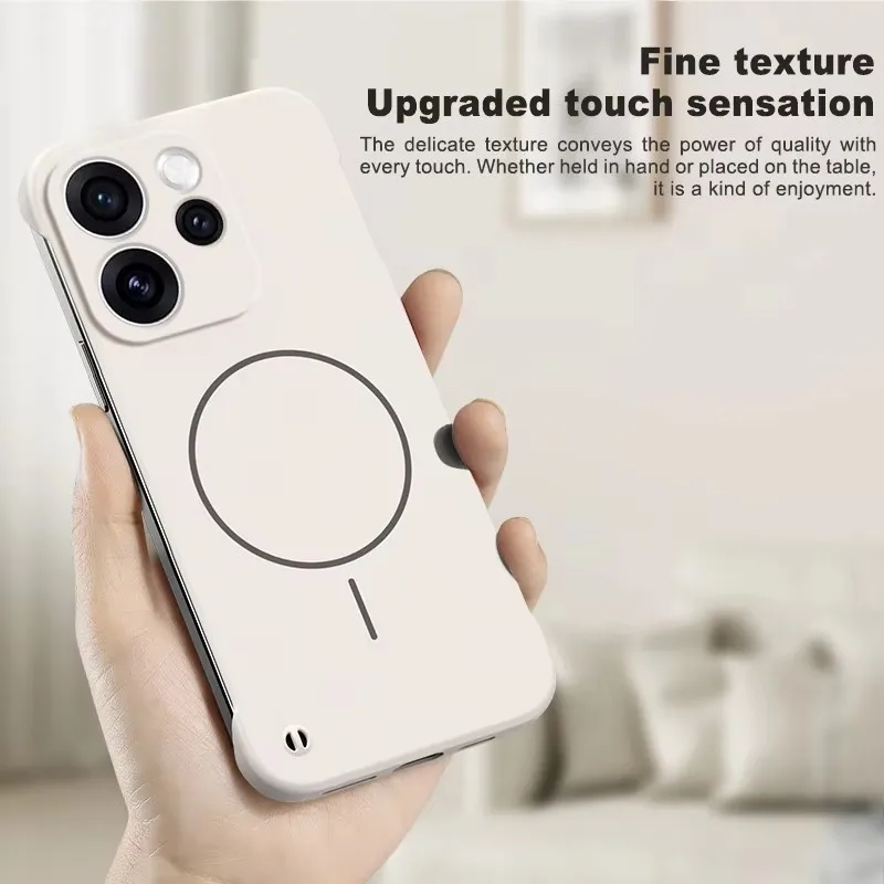 

High quality Phone case frameless For OPPO Reno 15 15 Pro with magnetic attraction matte finish ultra-thin case Reno 15 15 Pro