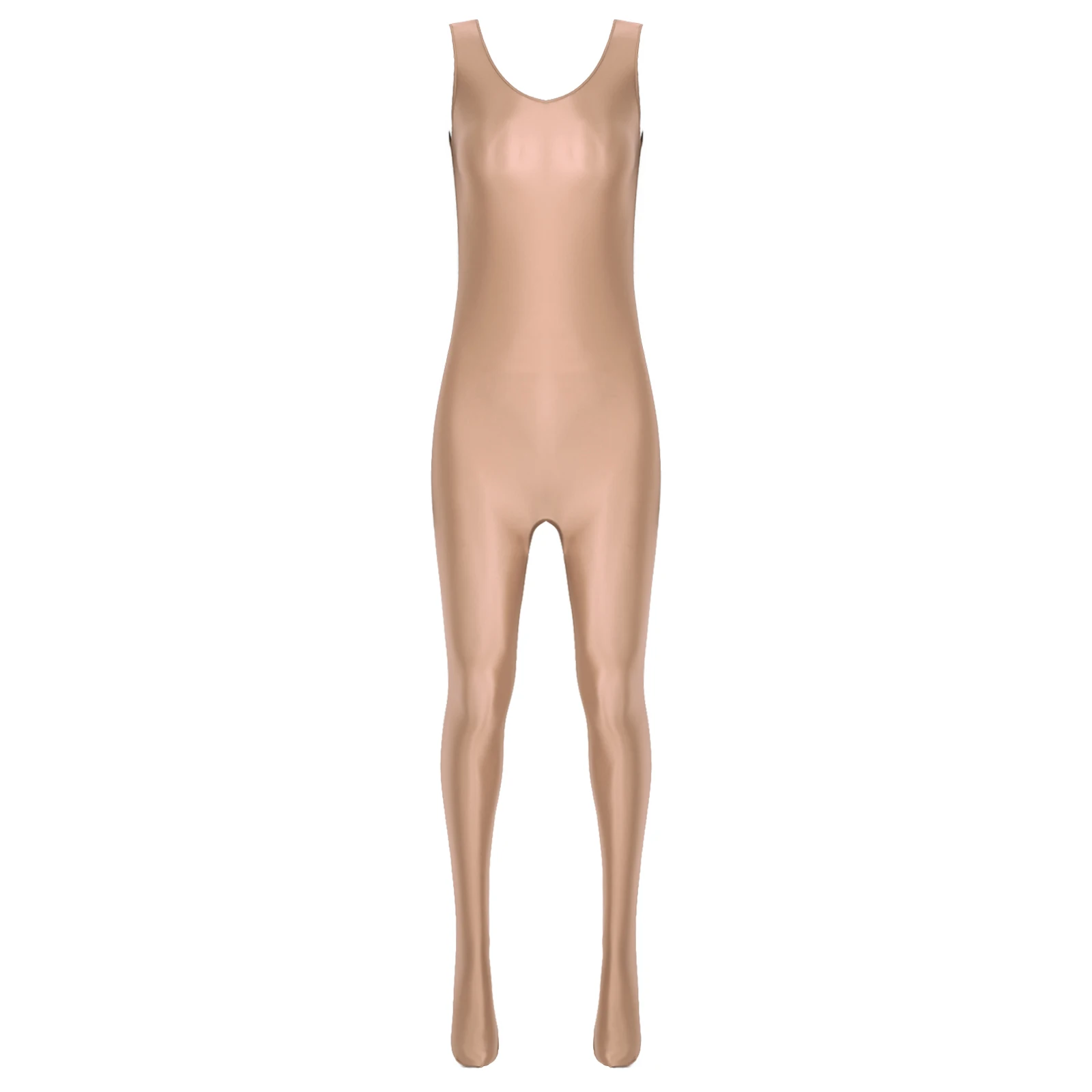 Damen-Badeanzug Zentai-Jumpsuit Lingerie Ganzkörper-Bodysuit Sport Fitness Footed Unitard Einfarbig Rundhals-Bodystocking – Detail 36