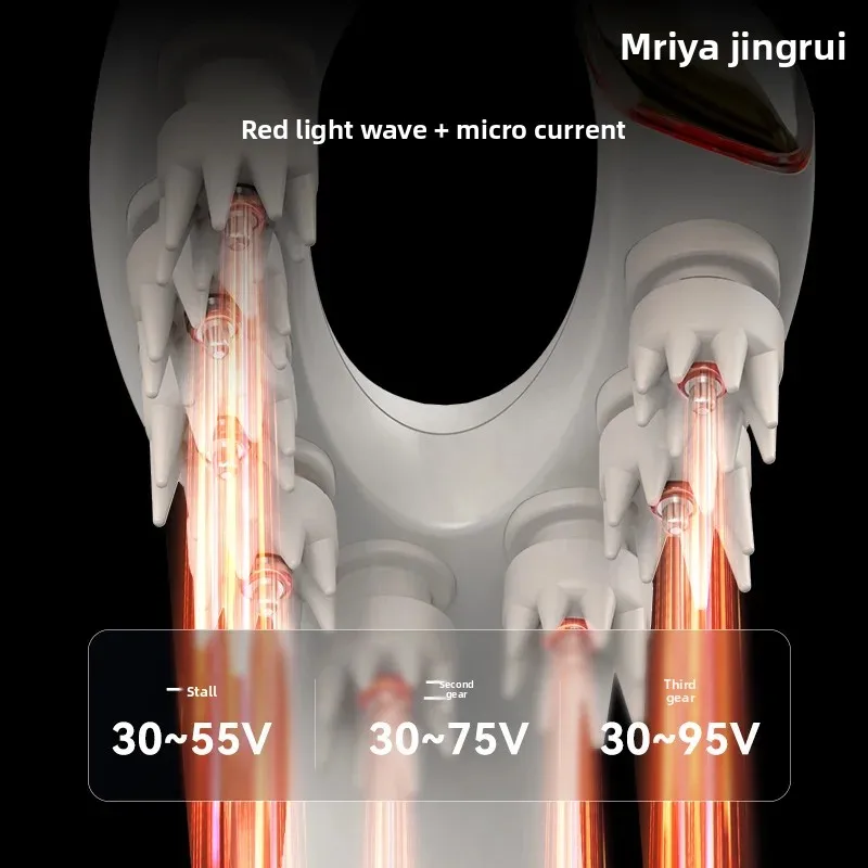 مشط كهربائي لتجديد الشعر بالاهتزاز من EMS، مدلك فروة الرأس مقاوم للماء، مدلك كهربائي للرأس مع علاج بالضوء الأحمر #4