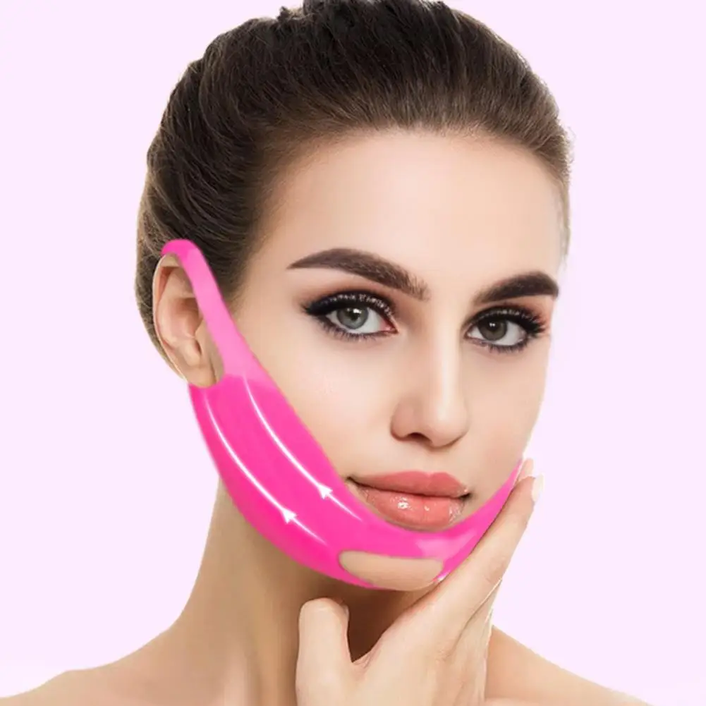 

Моющийся ремень для подтяжки лица, контурная лента для лица, силиконовый V-образный ремешок для подбородка для кожи лица, щек, сна