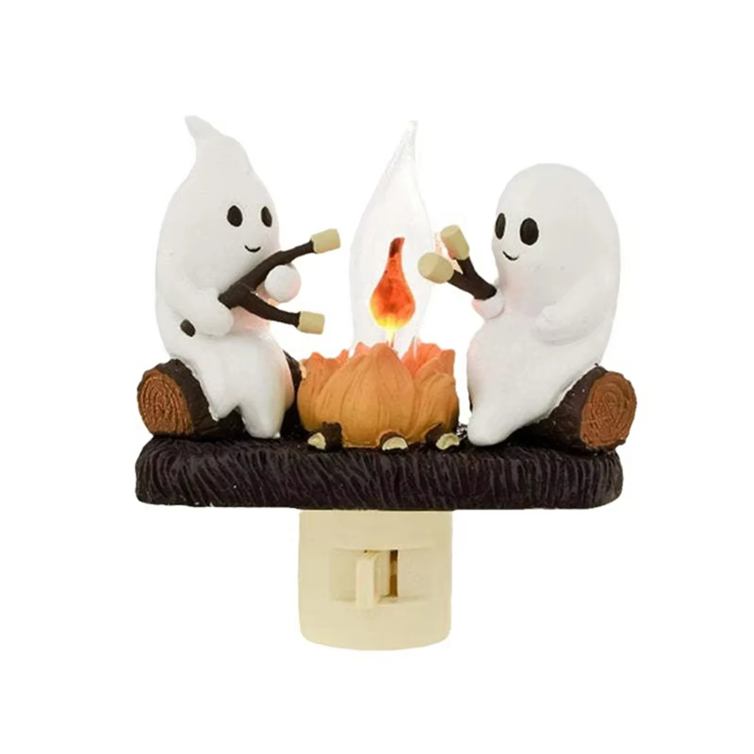 110V  Plug In Night Light Halloween Ghost Pumpkin Night Light Fashionable Ghost Campfire Nightlight Ghost Campfire Flickering