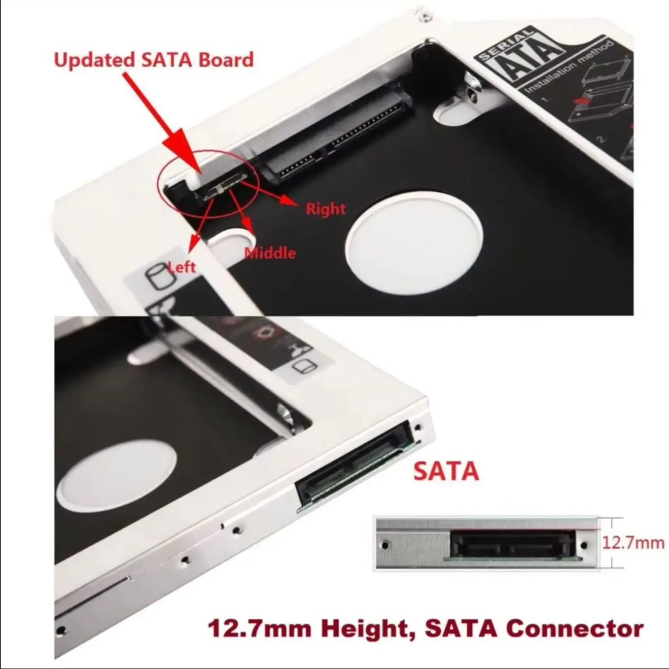 With matched Bezel Panel 2nd 2.5 Hard Drive HDD SSD Optical bay Caddy Bracket Frame Tray for HP ProBook 6460b 6465b 6470b 6475b