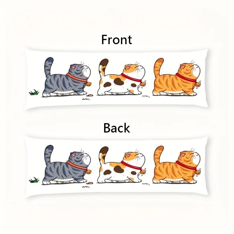 A Bohemian Style Long Pillowcase Featuring a Cute Cat Design, Measuring 20*54 Inches / 50×137 Cm, Suitable for Decorating Sofas