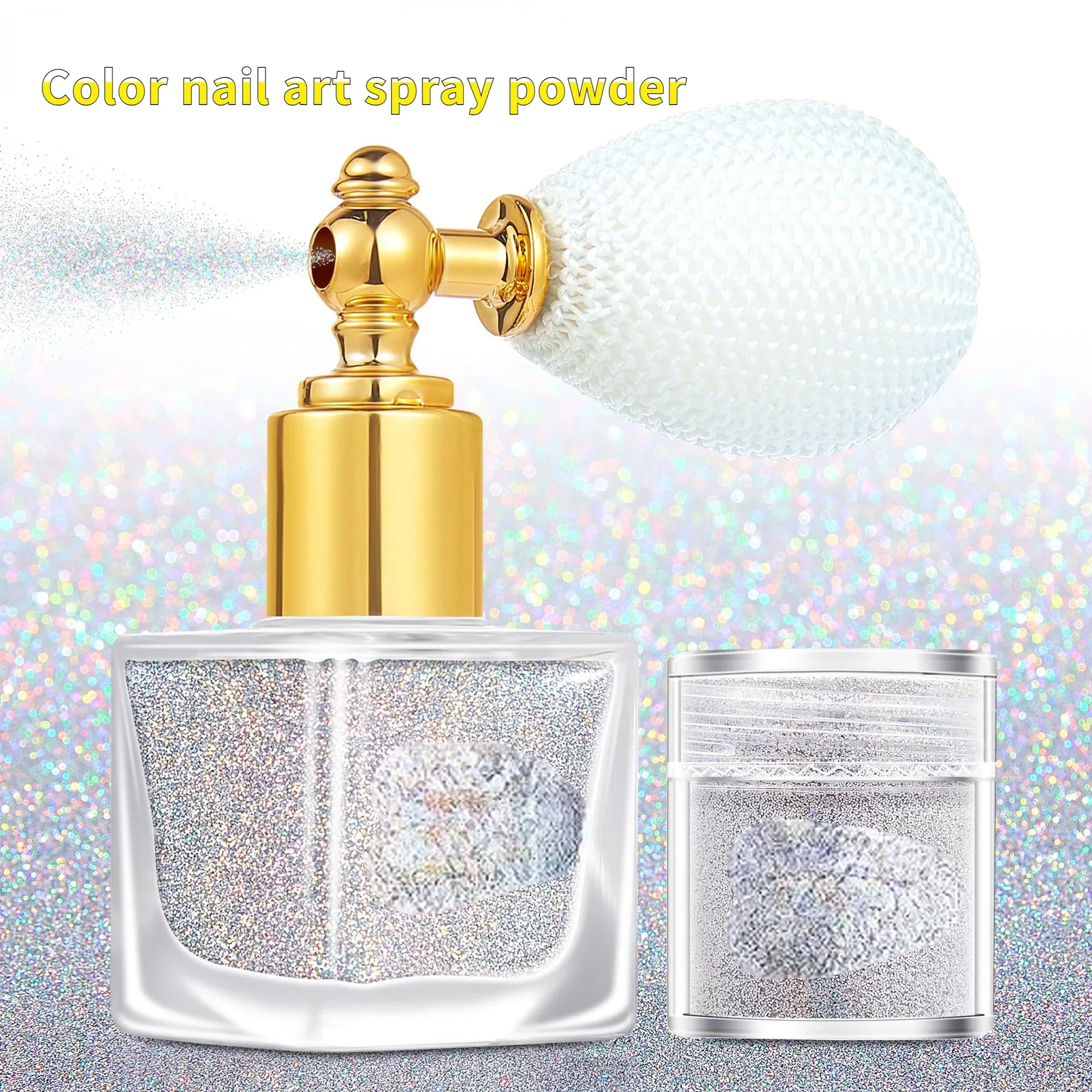 26PCS Makeup Glitter Spray Nail Glitter Silver Gold Face Hair Body Spray Powder Set Chunky Glitter Nail Glitter（no replacement）